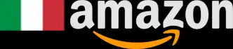 An Italian flag adjacent to the Amazon logo