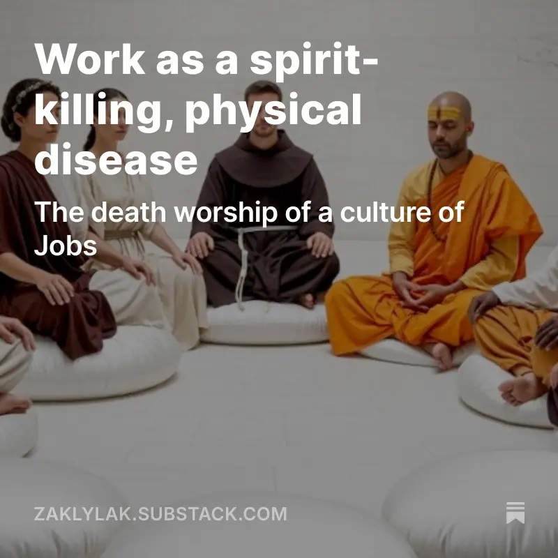 A circle of holy people from different religions, sitting in meditation together. The article title is overlain